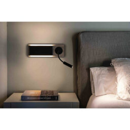 Luminosa Lighting Luminosa Mood Wood Wall Lamp Black With Reader 2X 3W - thumbnail 2