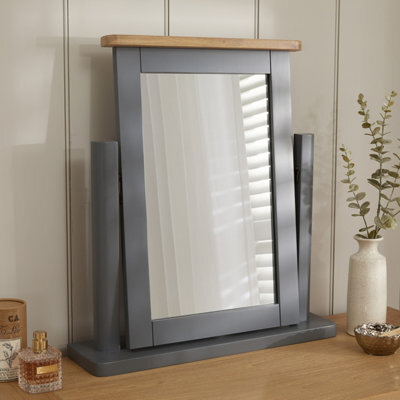 The Furniture Market Marbury Slate Grey Painted Vanity Mirror Adjustable Dressing Table Mirror Wooden Frame Tilting Hinged Design Easy Assembly - image 1