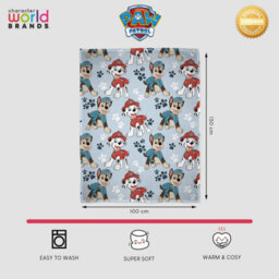 Character World Paw Patrol Fleece Blanket Sketchy Kids Chase Marshall Paws Blue Soft Throw - thumbnail 5