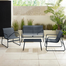 Furniturebox Naxos Garden Coffee Sofa Set - Grey 4 Seater Garden Coffee Set, Patio Table & Chairs Set, 2 Outdoor Chairs & Sofa - thumbnail 2