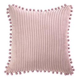 Thehotsale Warm Suede Cushion Cover Pillow Case With Pom-Pom Trim Without Pillow Insert 45Cm W X 45Cm D Pink - thumbnail 1