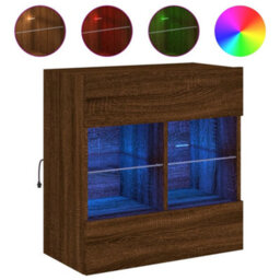 Berkfield Tv Wall Cabinet With Led Lights Brown Oak 58.5X30X60.5 Cm - thumbnail 2