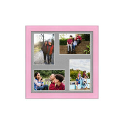 AK Frames 12X12 Pastel Pink Classic Multi Photo Frame With Silver Mount - Holds 4 Apertures (4X) 6X4 Photos