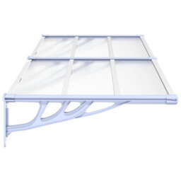 Berkfield Door Canopy Grey And Transparent 199X90 Cm Polycarbonate - thumbnail 4