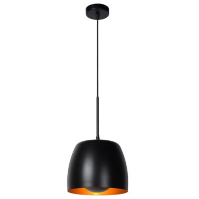 Lucide Nolan Classic Pendant Light 24Cm - 1Xe27 - Black - image 1