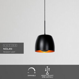 Lucide Nolan Classic Pendant Light 24Cm - 1Xe27 - Black - thumbnail 2