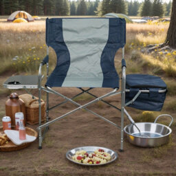 Gr8 Garden Folding Directors Camping Chair Portable Seat With Side Table Storage Cooler Bag - thumbnail 5