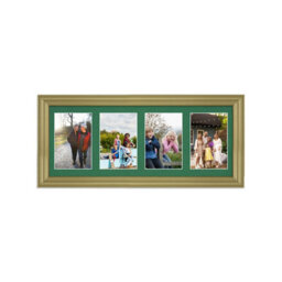 AK Frames 50X20Cm Gold Classic Multi Photo Frame With Emerald Mount - Holds 4 Apertures (4X) 6X4 Photos - thumbnail 1