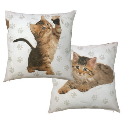 Cute Kittens Malika Pack Of 2 Cushion Covers, Rachael Hale Paw Print Meow Tinka Cats - image 1