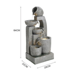 Breeins Outdoor Grey Rockery Solar Powered Cascading Water Feature  Garden Layered Led Fountain 64Cm H - thumbnail 9