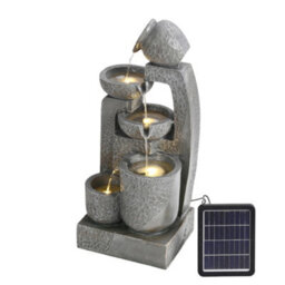 Breeins Outdoor Grey Rockery Solar Powered Cascading Water Feature  Garden Layered Led Fountain 64Cm H - thumbnail 3
