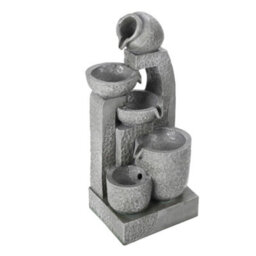 Breeins Outdoor Grey Rockery Solar Powered Cascading Water Feature  Garden Layered Led Fountain 64Cm H - thumbnail 4