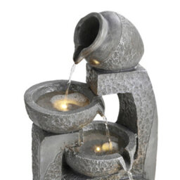 Breeins Outdoor Grey Rockery Solar Powered Cascading Water Feature  Garden Layered Led Fountain 64Cm H - thumbnail 5