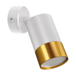 Cgc Puzon White & Gold Gu10 Adjustable Single Gu10 Spotlight Wall Or Ceiling Light - thumbnail 2