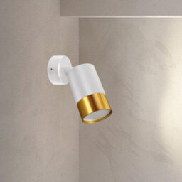 Cgc Puzon White & Gold Gu10 Adjustable Single Gu10 Spotlight Wall Or Ceiling Light