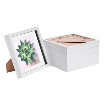 "Nicola Spring 8 X 8"" Photo Frames - White/white Mount - 3D Picture Frame Box Portrait Display Case (22.5 X 22.5Cm) Set Of 5" - image 1