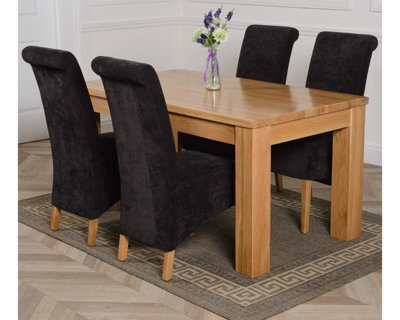 That's Furniture Dakota 152 X 87 Cm Chunky Medium Oak Dining Table And 4 Chairs Dining Set With Montana Black Fabric Chairs - image 1