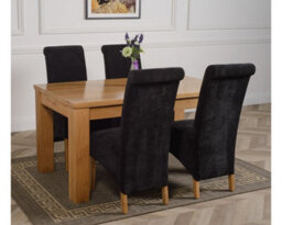 That's Furniture Dakota 152 X 87 Cm Chunky Medium Oak Dining Table And 4 Chairs Dining Set With Montana Black Fabric Chairs - thumbnail 3