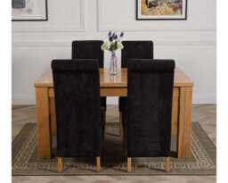 That's Furniture Dakota 152 X 87 Cm Chunky Medium Oak Dining Table And 4 Chairs Dining Set With Montana Black Fabric Chairs - thumbnail 2