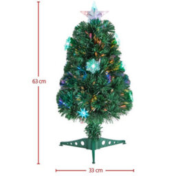Yaheetech 2Ft Green Fibre Optic Tabletop Prelit Christmas Tree With Multicolour Snow Flake Lights - thumbnail 3