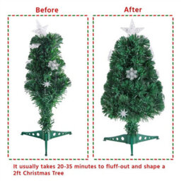 Yaheetech 2Ft Green Fibre Optic Tabletop Prelit Christmas Tree With Multicolour Snow Flake Lights - thumbnail 5