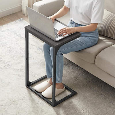Songmics C-Frame Sofa Table, Industrial Side Table, Metal Bedside Furniture For Living Room, Misty Grey And Ink Black - image 1