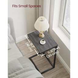 Songmics C-Frame Sofa Table, Industrial Side Table, Metal Bedside Furniture For Living Room, Misty Grey And Ink Black - thumbnail 3