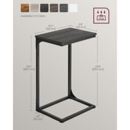 Songmics C-Frame Sofa Table, Industrial Side Table, Metal Bedside Furniture For Living Room, Misty Grey And Ink Black - thumbnail 2