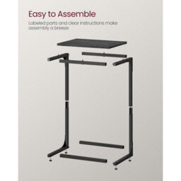 Songmics C-Frame Sofa Table, Industrial Side Table, Metal Bedside Furniture For Living Room, Misty Grey And Ink Black - thumbnail 5