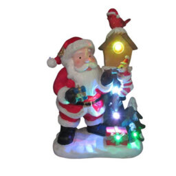 SecureFix Direct Light Up Santa Birdhouse Christmas Figurine (Xmas Ornament Led Decoration Robin) - thumbnail 4