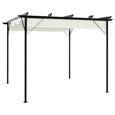 Pergola With Retractable Roof Cream White 3X3 M Steel - image 1