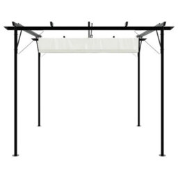 Pergola With Retractable Roof Cream White 3X3 M Steel - thumbnail 4