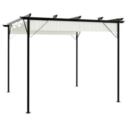 Pergola With Retractable Roof Cream White 3X3 M Steel