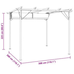 Pergola With Retractable Roof Cream White 3X3 M Steel - thumbnail 7