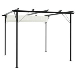 Pergola With Retractable Roof Cream White 3X3 M Steel - thumbnail 2
