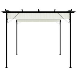 Pergola With Retractable Roof Cream White 3X3 M Steel - thumbnail 3