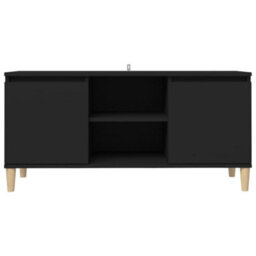 Berkfield Tv Cabinet With Solid Wood Legs Black 103.5X35X50 Cm - thumbnail 5