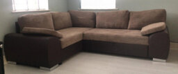 Enzo Corner Sofa Bed With Storage Left Brown Fabric And Faux Leather - thumbnail 4
