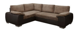 Enzo Corner Sofa Bed With Storage Left Brown Fabric And Faux Leather - thumbnail 1