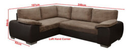 Enzo Corner Sofa Bed With Storage Left Brown Fabric And Faux Leather - thumbnail 2