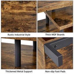 Yaheetech Rustic Brown Industrial Tv Stand With Open Storage Shelf - thumbnail 4