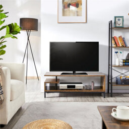 Yaheetech Rustic Brown Industrial Tv Stand With Open Storage Shelf - thumbnail 1