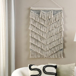 Wyld And Coco Beige Handwoven Cotton Wall Hanging With Tassels, W60 X H106 Cm, Ready To Hang - thumbnail 2