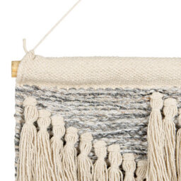 Wyld And Coco Beige Handwoven Cotton Wall Hanging With Tassels, W60 X H106 Cm, Ready To Hang - thumbnail 5