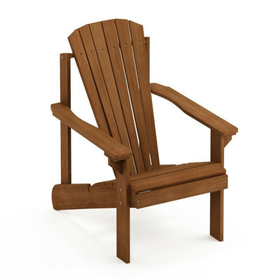 Walplus Furinno Tioman Small Hardwood Adirondack Patio Chair In Teak Oil, Natural - image 1