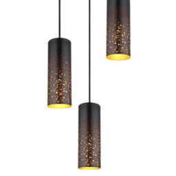 Luminosa Lighting Luminosa Crocky Cluster Pendant Ceiling Light Matt Black 3X E27 - thumbnail 3