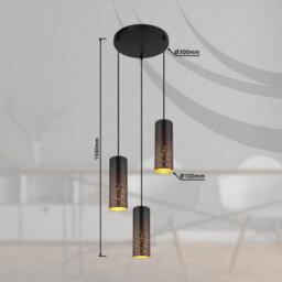 Luminosa Lighting Luminosa Crocky Cluster Pendant Ceiling Light Matt Black 3X E27 - thumbnail 5