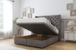 "Sloomy Dior Slate Naples Ottoman Bed Base With 54"" Wingback Headboard 3' Single" - thumbnail 2