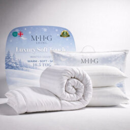 MHG Living Luxury Soft Touch 16.5 Tog Winter Duvet & Pillow Set, Hypoallergenic Satin Stripe Microfibre Quilt - Single - thumbnail 1