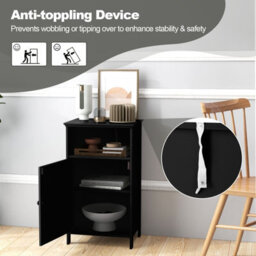 Costway Bathroom Floor Cabinet Single Door Side Cabinet W/ Shelf-Black - thumbnail 5